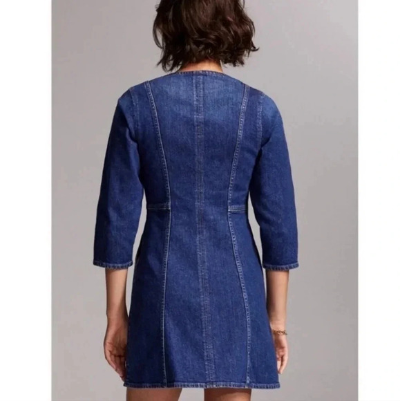 Aritzia Denim Forum Women's Front Zipper Denim Blue Jean Mini Dress Size 4. - Picture 6 of 16